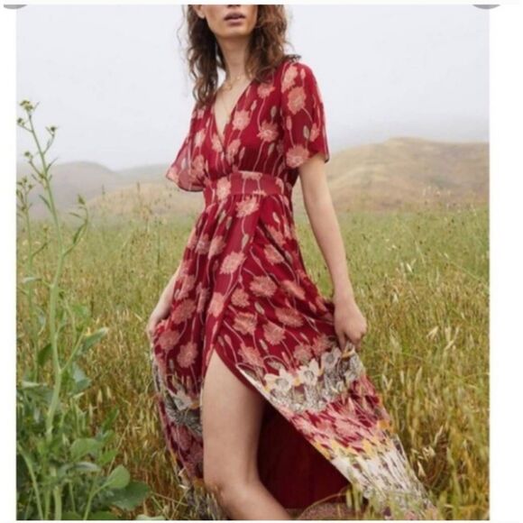 Madewell res multicolor tulip maxi faux wrap sunflowers dress Sz 0 new